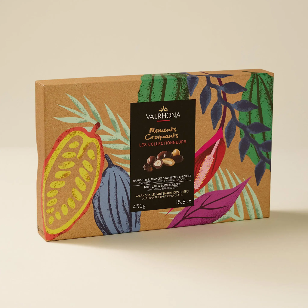 Coffret equinoxe noir, lait, dulcey 450g Valrhona