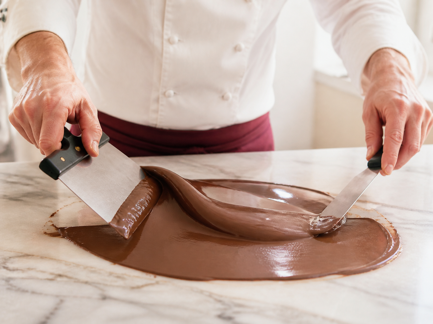 Méthode 1 : le tablage sur marbre - Comment tempérer le chocolat de couverture