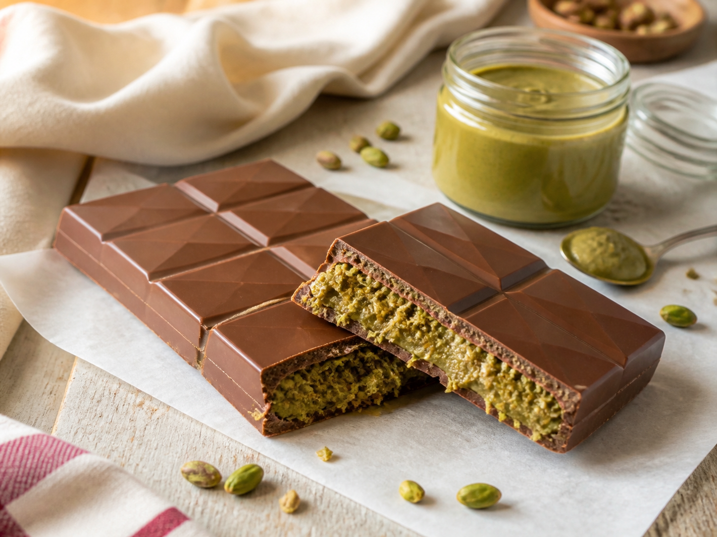 La pistache : le phénomène chocolat Dubai - Pâte de noisette et pâte de pistache