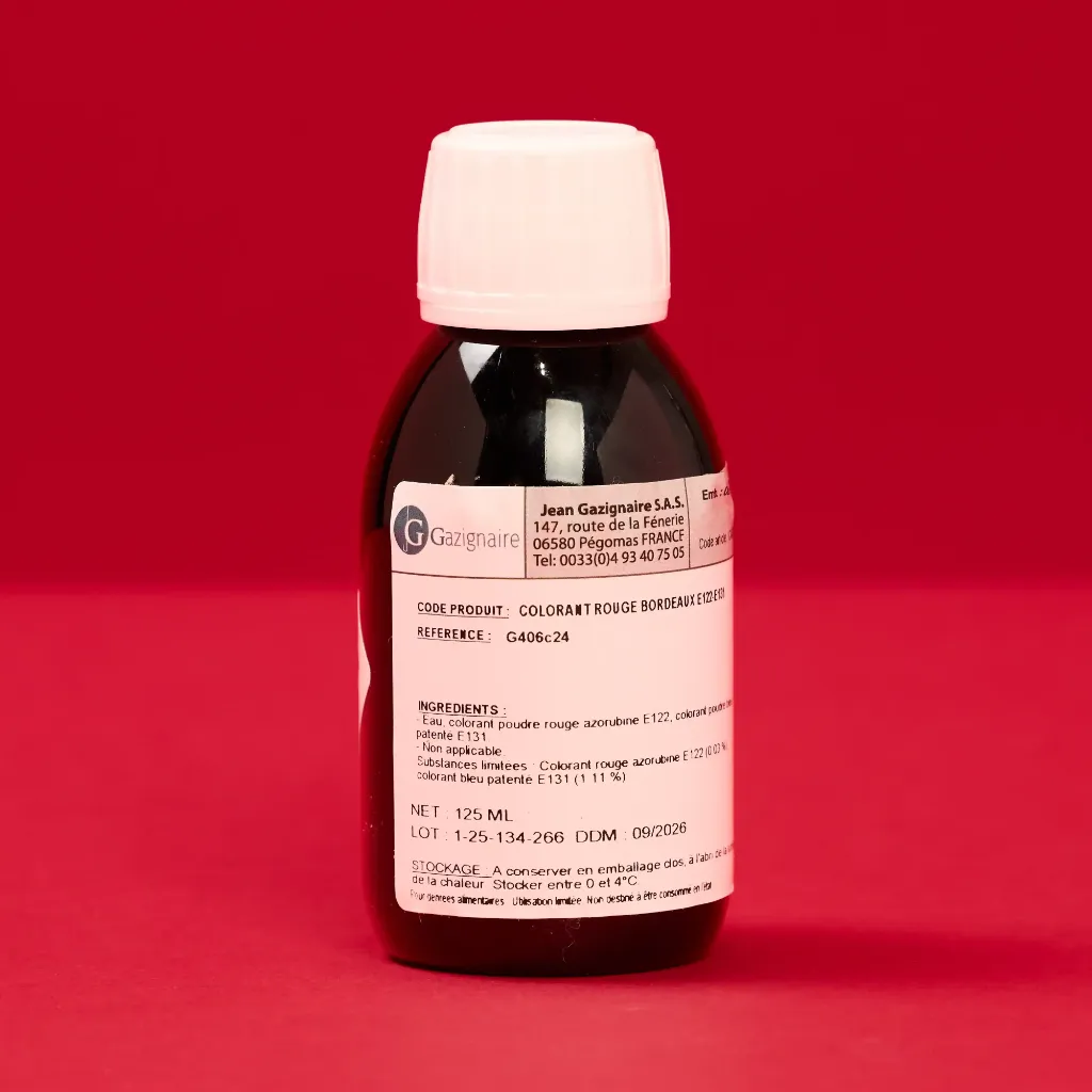 Burgundy red liquid food coloring 1/8l gas cylinder