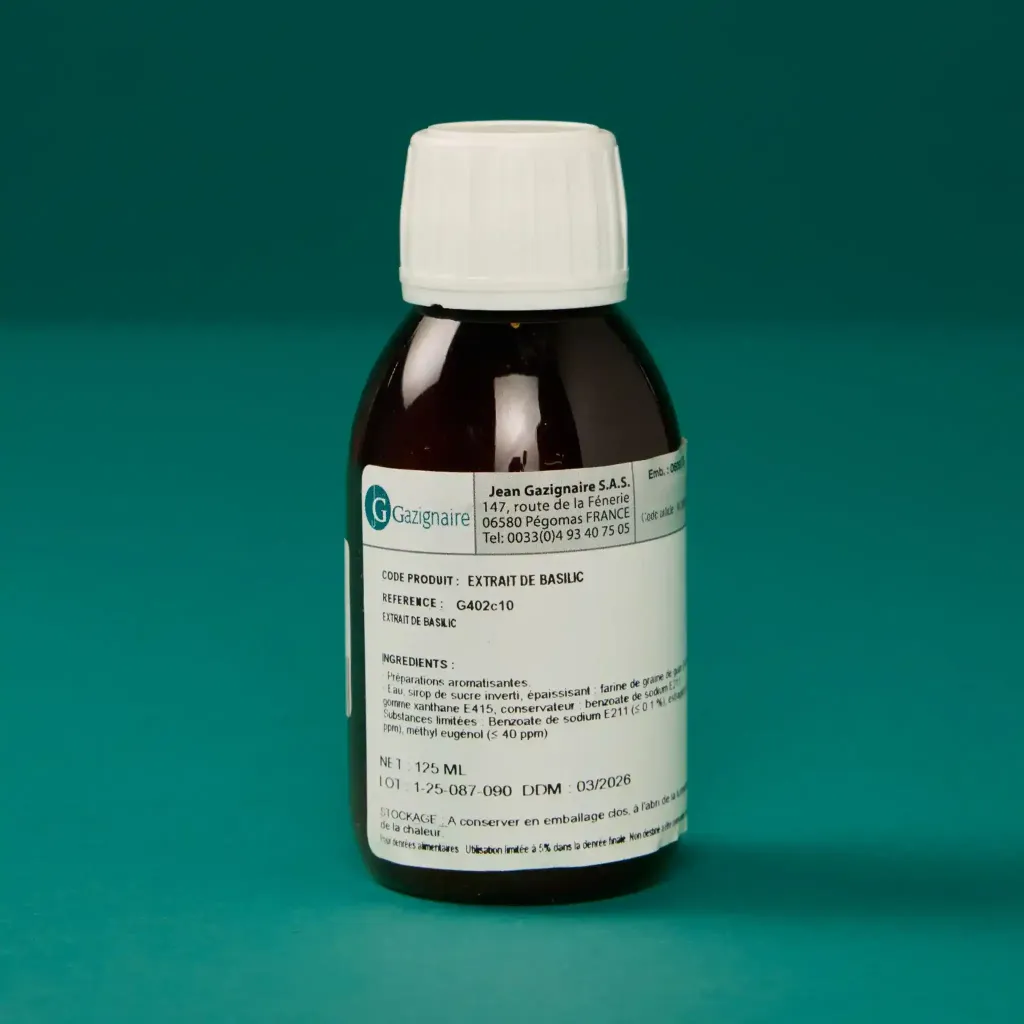 Arôme de basilic sans alcool 1/8L gazignaire