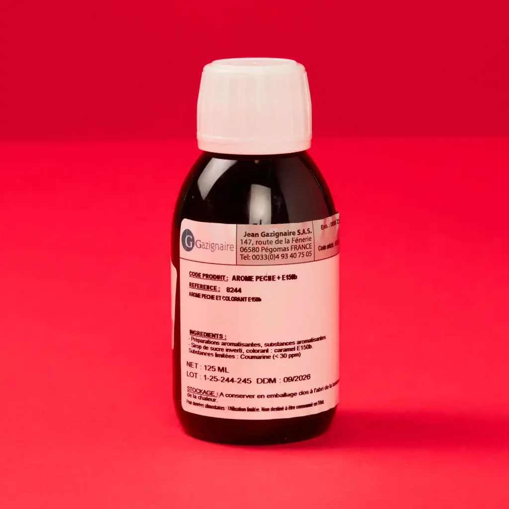 Arôme de pêche sans alcool 1/8L gazignaire