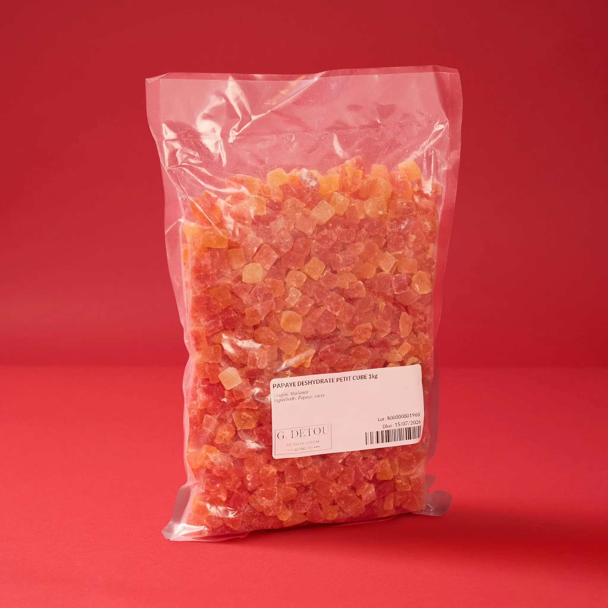 PAPAYE DESHYDRATE PETIT CUBE 1kg