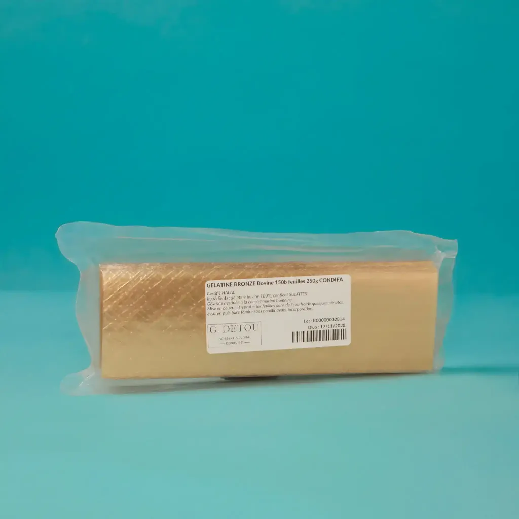 Gélatine bronze bovine 150 bloom feuilles 250g