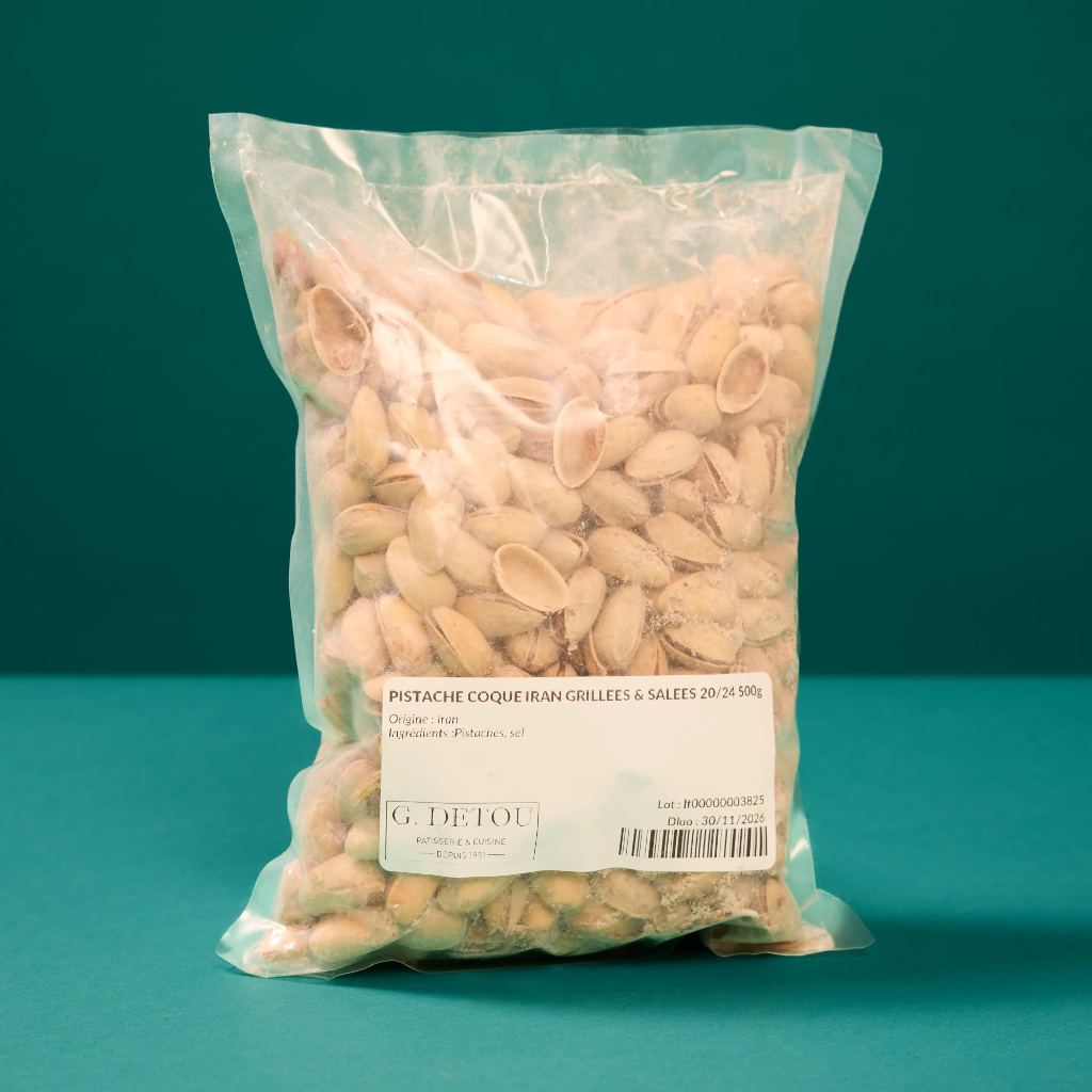Roasted and salted Iranian pistachios in their shells, 20/24, 500g