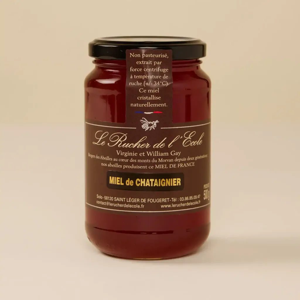 Miel de châtaignier rucher eco 500g    rucher