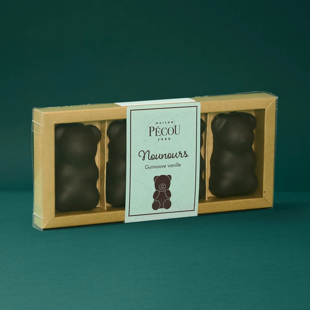 Nounours guimauve chocolat noir 100g Pecou