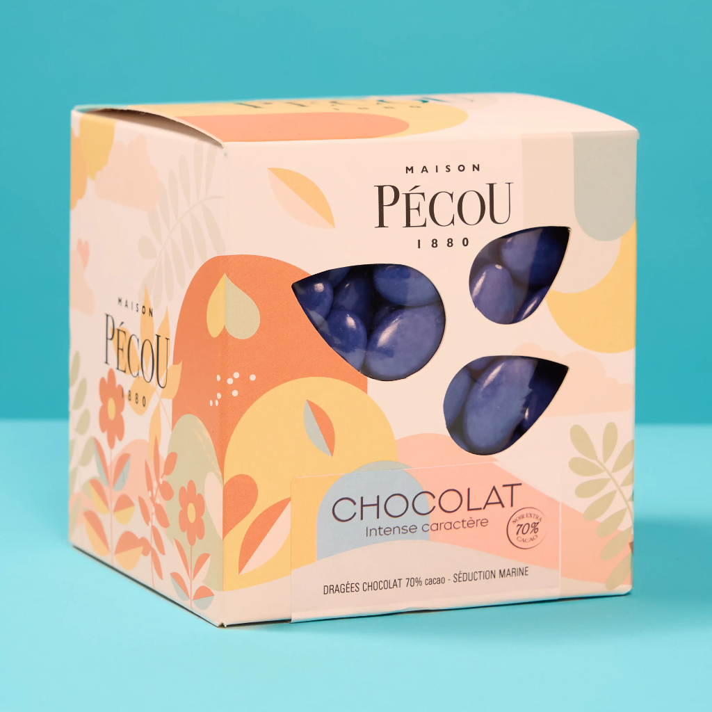 Dragee chocolat 70% bleu marine 1kg  Pecou