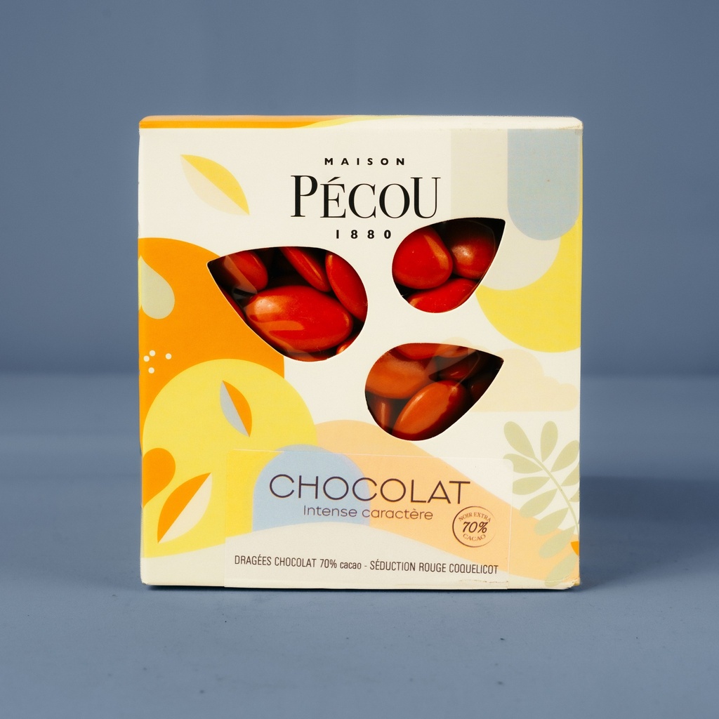 DRAGEE Chocolate 70% Poppy Red 1kg PECOU