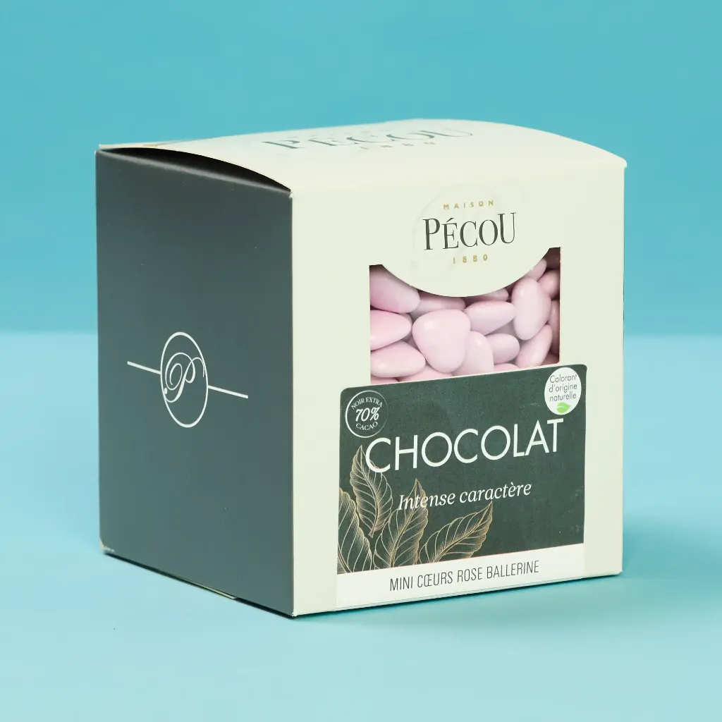 Mini pink ballerina heart 70% cocoa 500g pecou