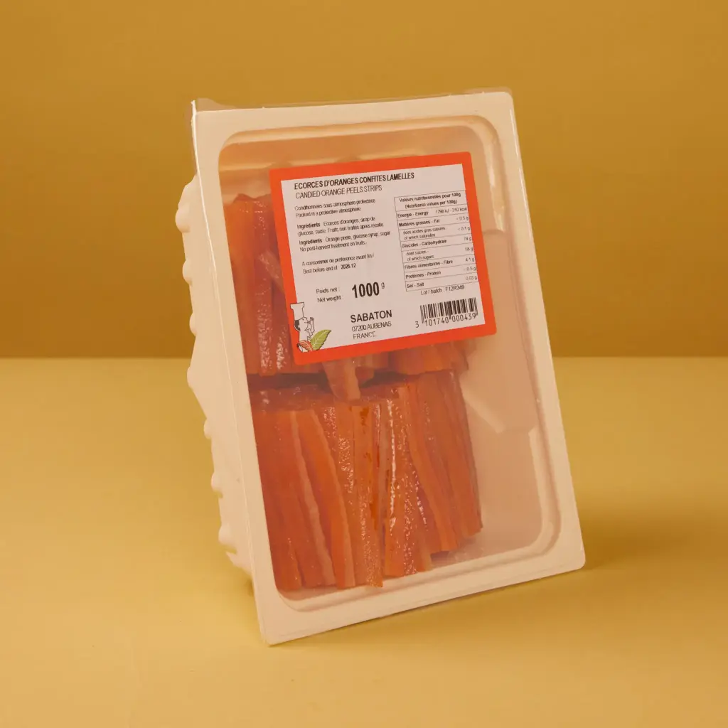 Ecorce d'oranges confites en lamelles 1kg Sabaton