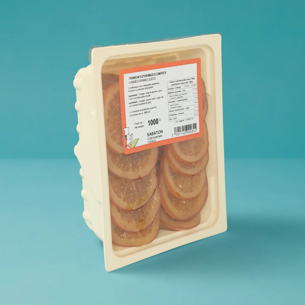 1 kg tray of candied orange slices from Sabaton