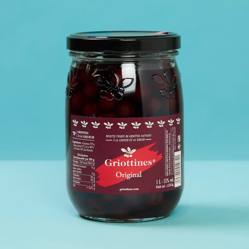 Griottines in a glass jar, "original" 15% ABV, 1 liter