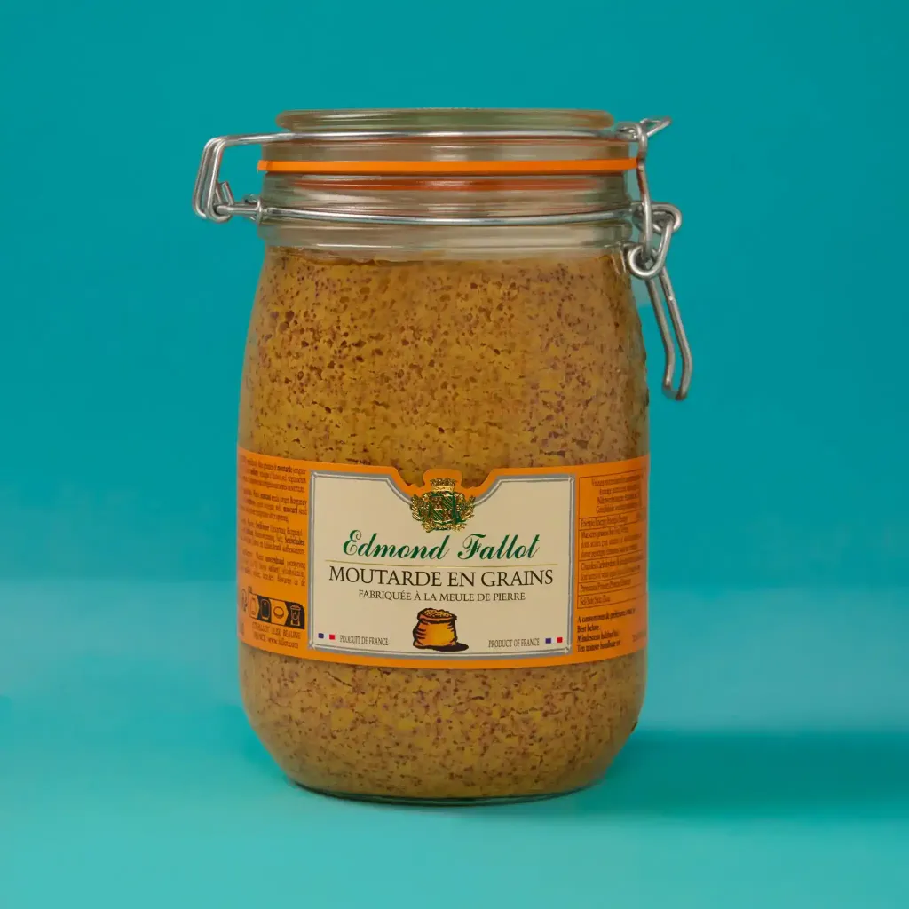 1kg jar of grain mustard in a convenient jar