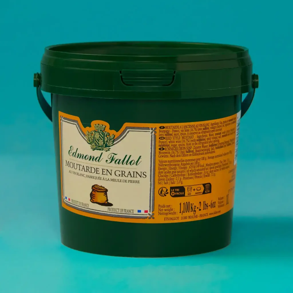 Moutarde en grains vin blanc 1,1kg sceau baby plastique Edmond Fallot