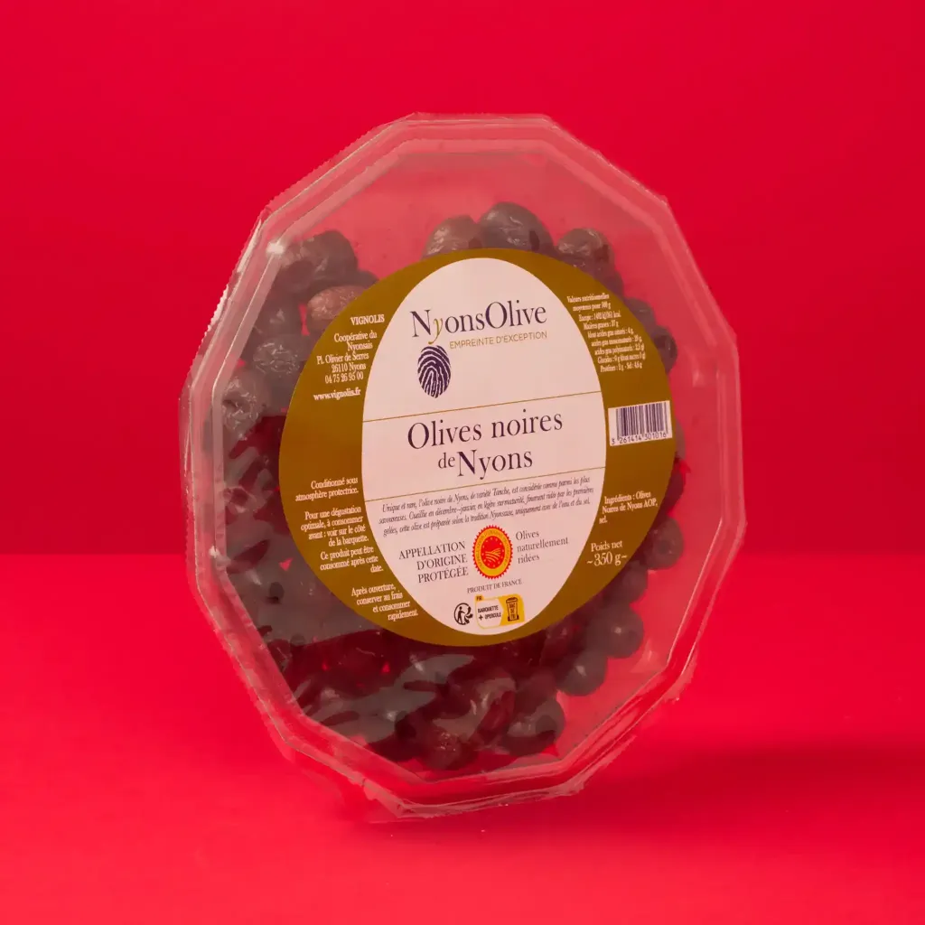 Olives noire nyons barquette   350g    vignolis