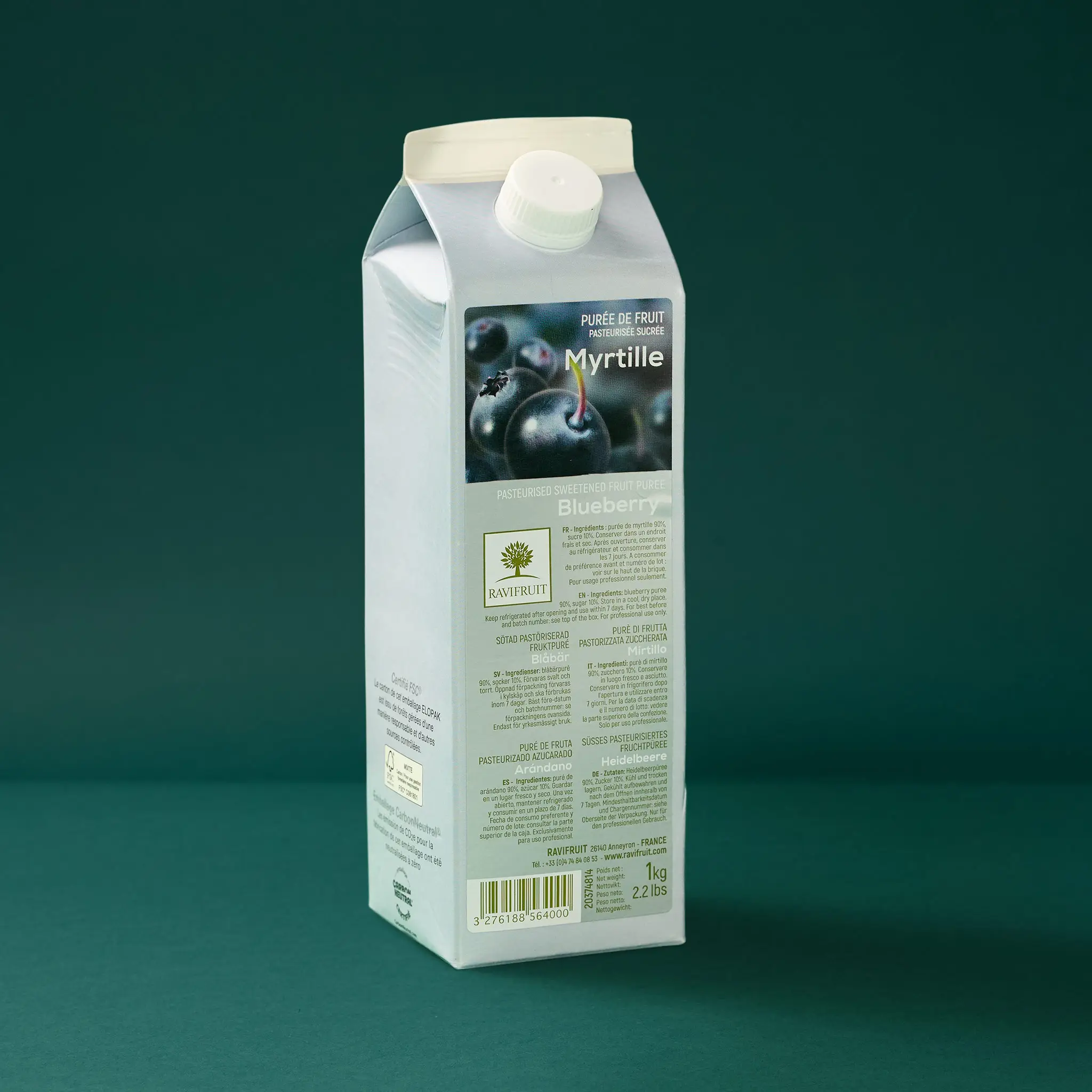 Purée   de MYRTILLE   ambiante  1kg    RAVIFRUIT