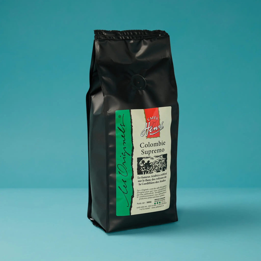 COLOMBIE SUPREMO 100% arabica  500g    CAFE HENRI