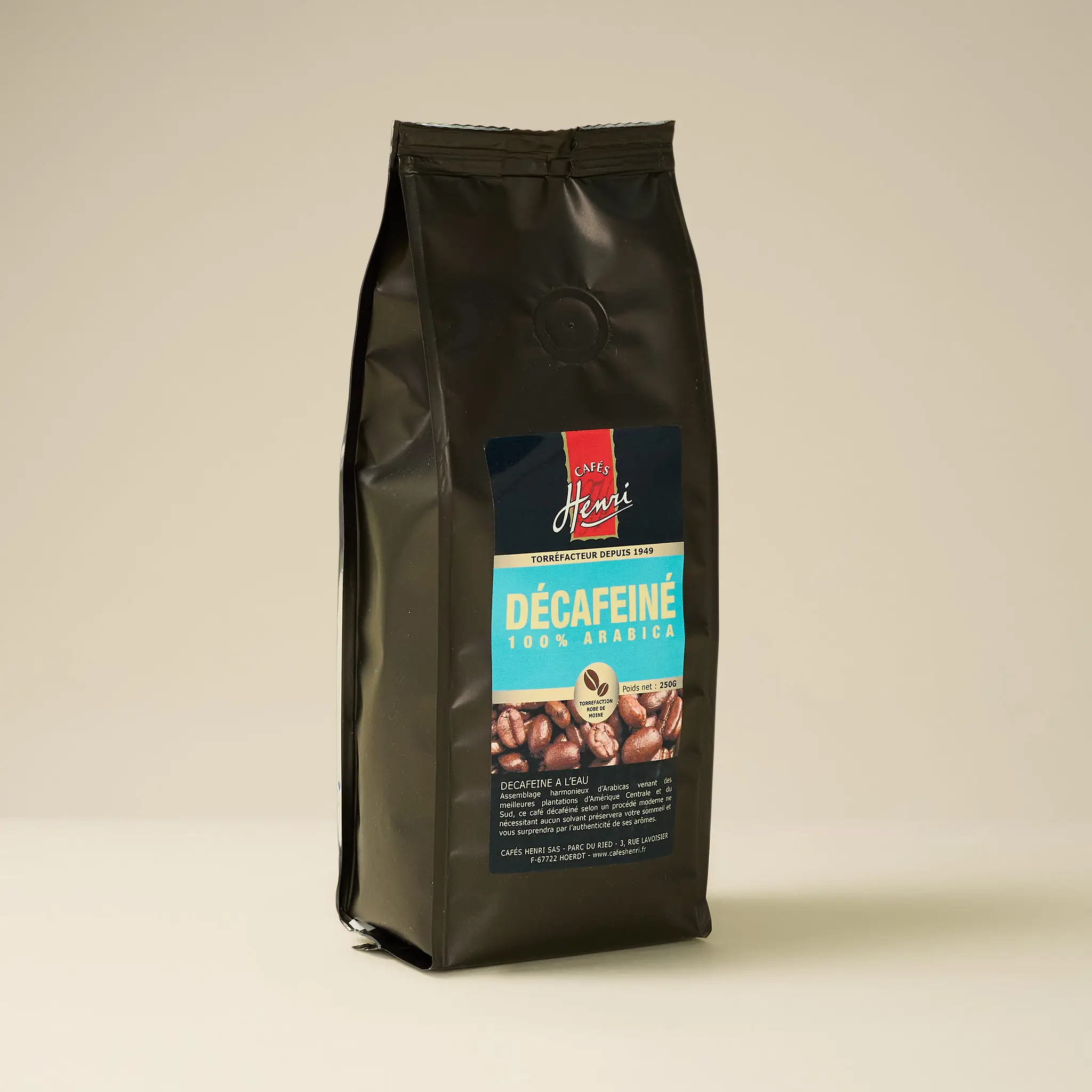 DECAFEINE Moulu 100% arabica   250g    CAFE HENRI