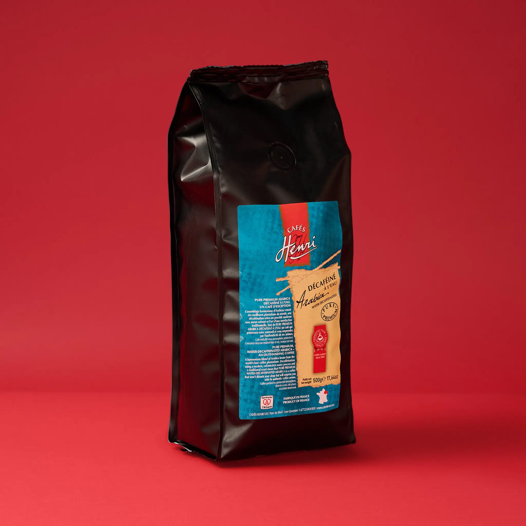 DECAFEINE Grains 100% arabica  500g    CAFE HENRI