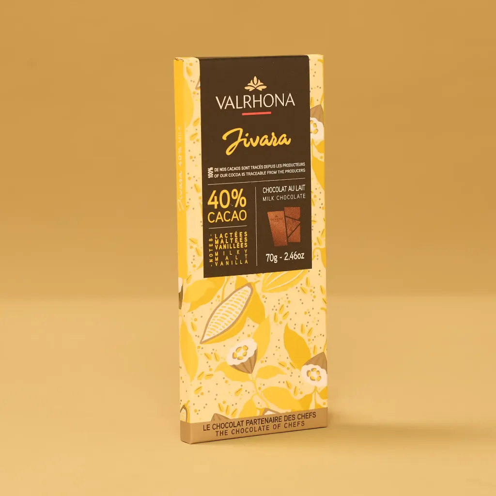 Tablette chocolat au lait jivara 40% 70g valrhona