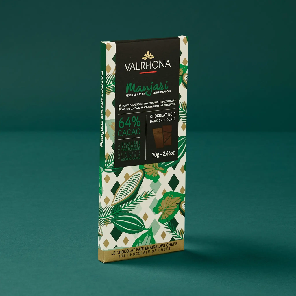 Manjari dark chocolate tablet, 64% cocoa, 70g, Valrhona