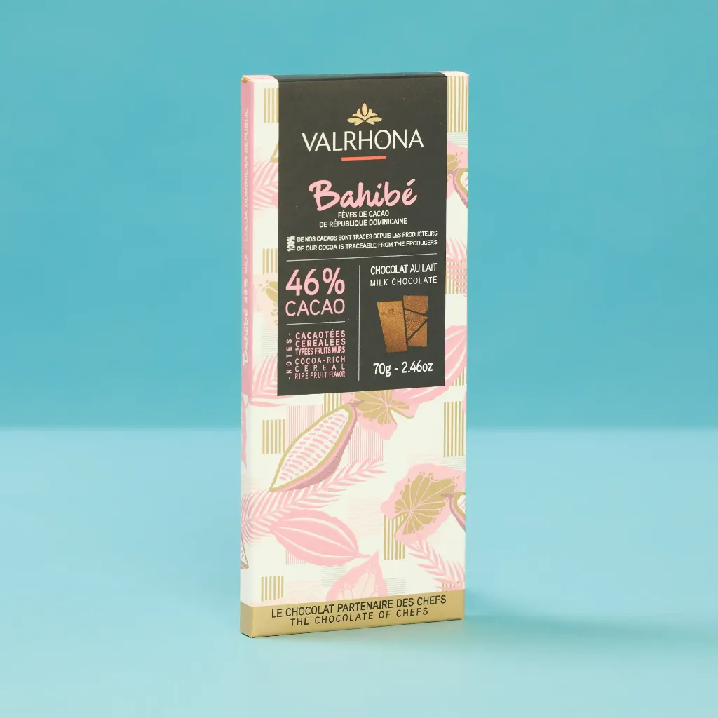 Tablette chocolat au lait bahibé 46% pur dominicaine 70g valrhona