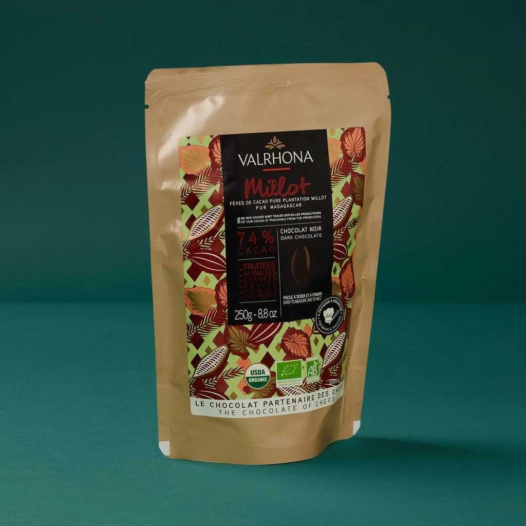 Chocolat millot noir 74% fève 250g Valrhona
