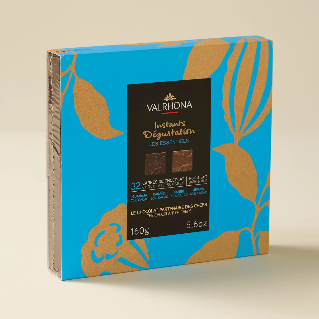 Coffret 32 carrés grands crus 160g Valrhona
