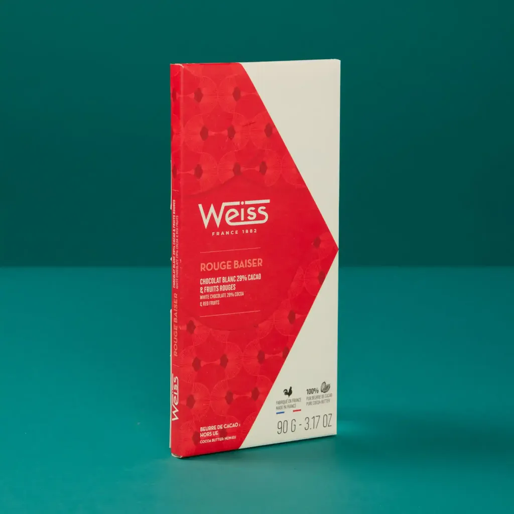 Tablette chocolat rouge baiser aux fruits 29% 90g Weiss