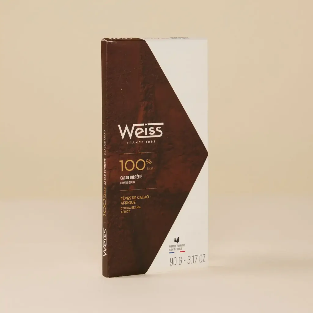 Tablette chocolat 100% cacao pâte 90g Weiss