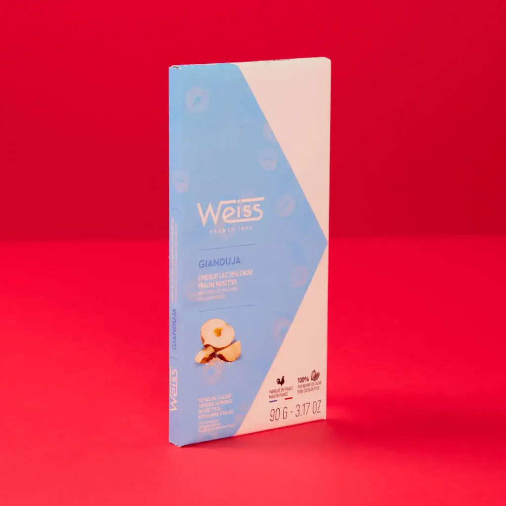 Tablette chocolat gianduja 35% 90g weiss