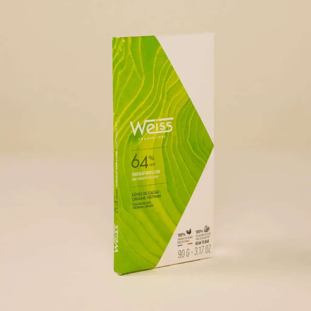 Li Chu 64% dark chocolate tablet 90g white Weiss