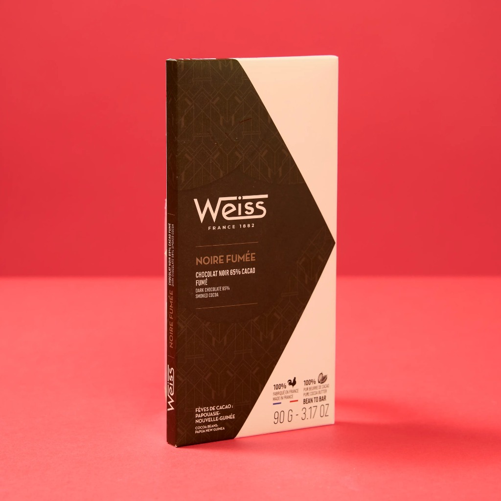 Tablette 90g chocolat noir fumée  65%  Weiss