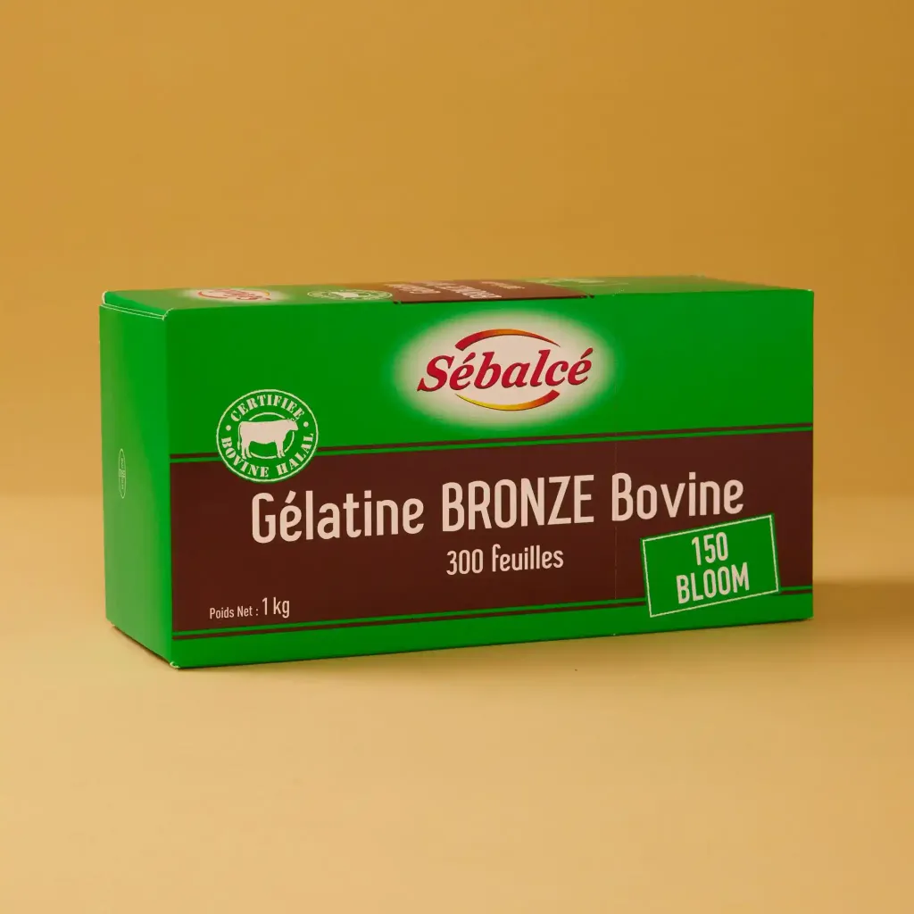 Gélatine bronze bovine 150 bloom feuilles 1kg (halal)