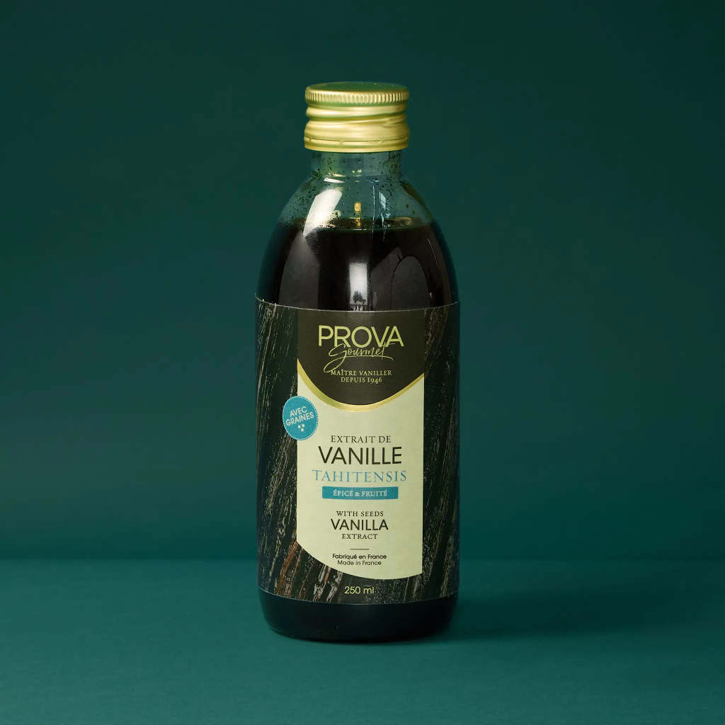 Tahitian vanilla extract, concentration 200g/litre, with 250ml of seeds