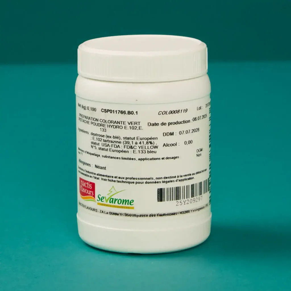 Pistachio green powder food coloring 100g sevarome