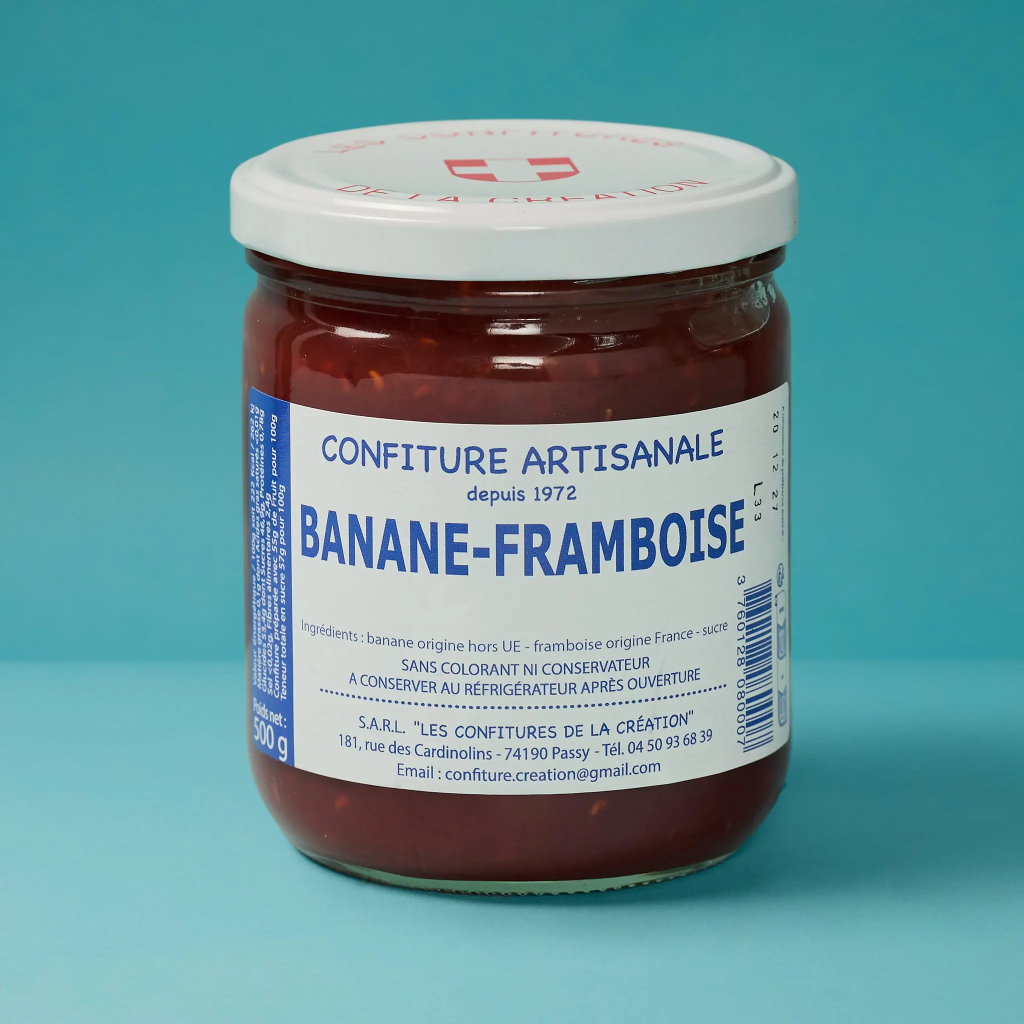 Confiture banane framboise 500g La création