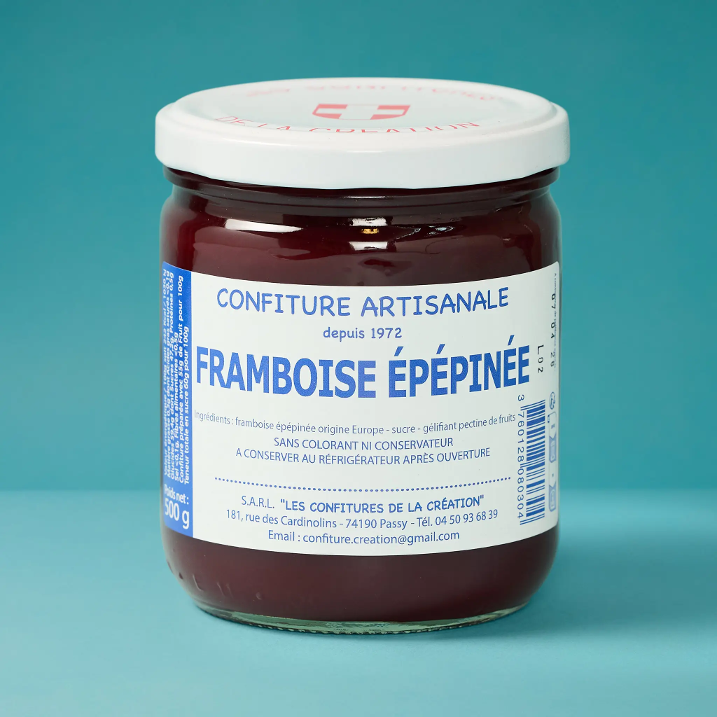 Confiture de framboise épépinée 500g La création