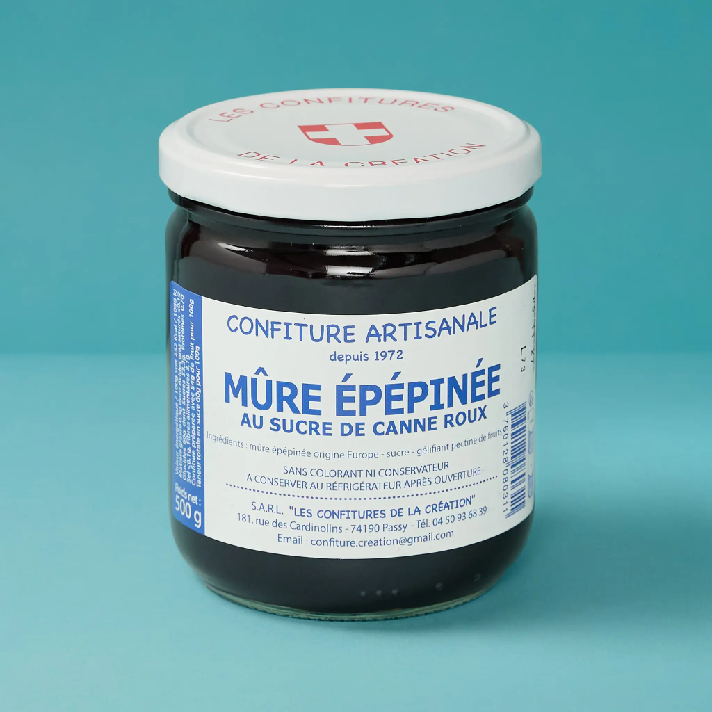 Confiture de mûre épépinée sucre roux 500g La création
