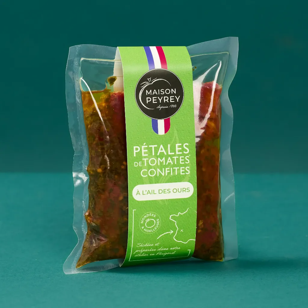Confit tomato petals with garlic/bear 200 Marc Peyrey