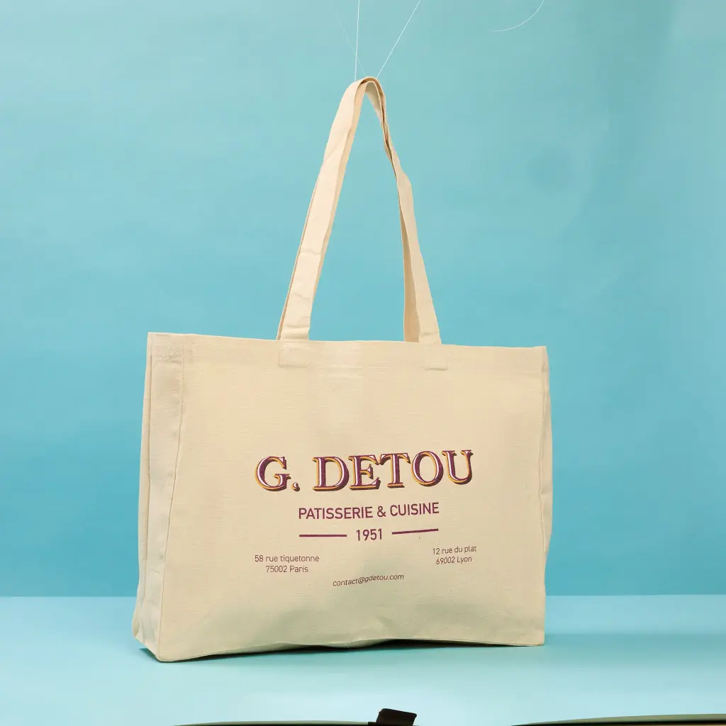 Tote Bag sac G. Detou 100 % coton (43×33× 12cm).