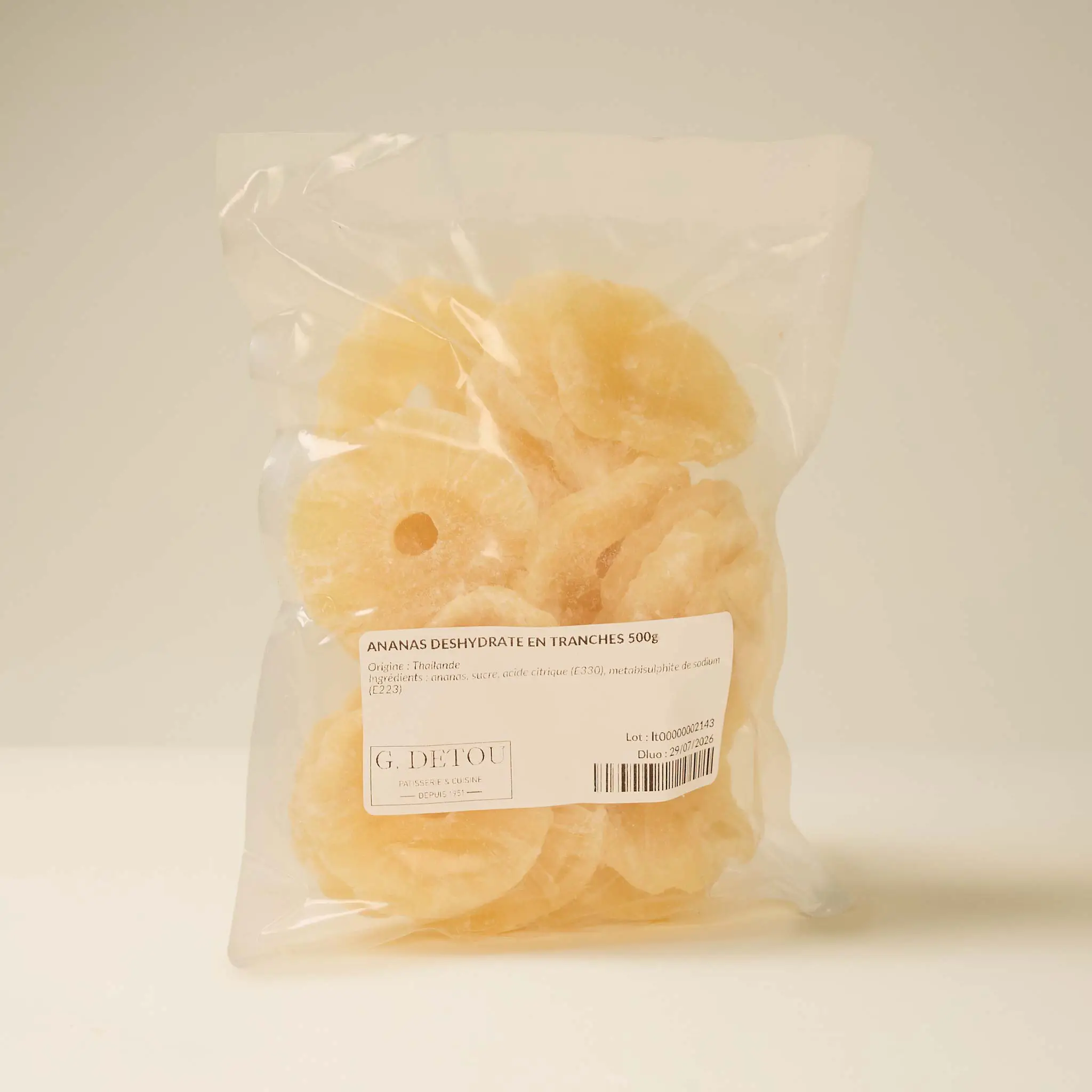 ANANAS DESHYDRATE EN TRANCHES  500g
