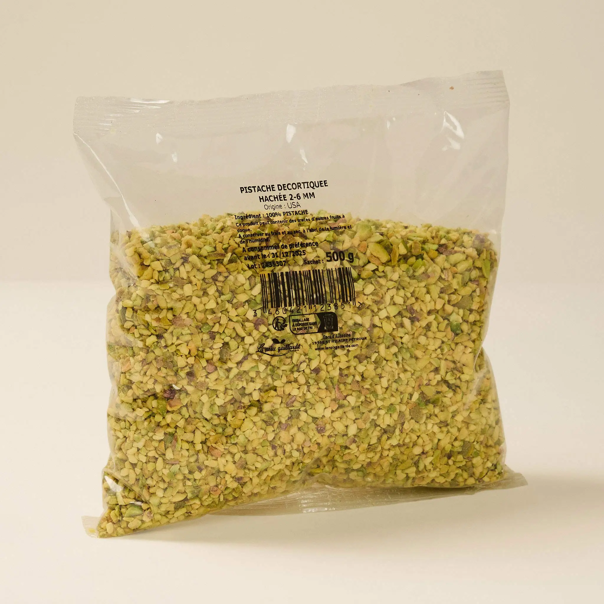 PISTACHE BRUTE HACHEE 2-6MM 500g