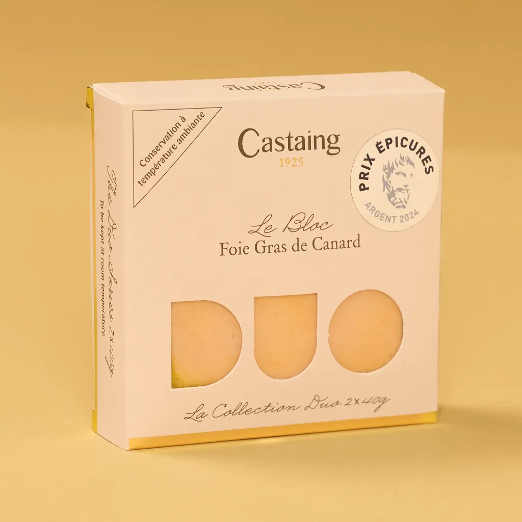 Block of 2 slices of duck foie gras 80g