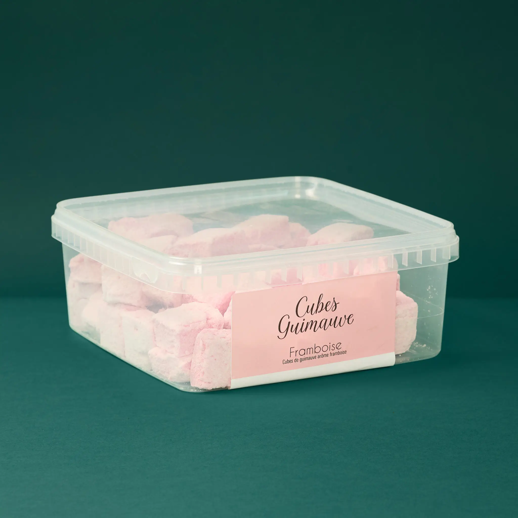 Raspberry marshmallow cube 500g