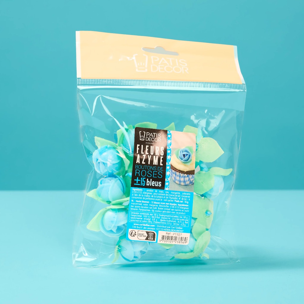 BOUTONS DE ROSE  AZYME BLEU / 15 