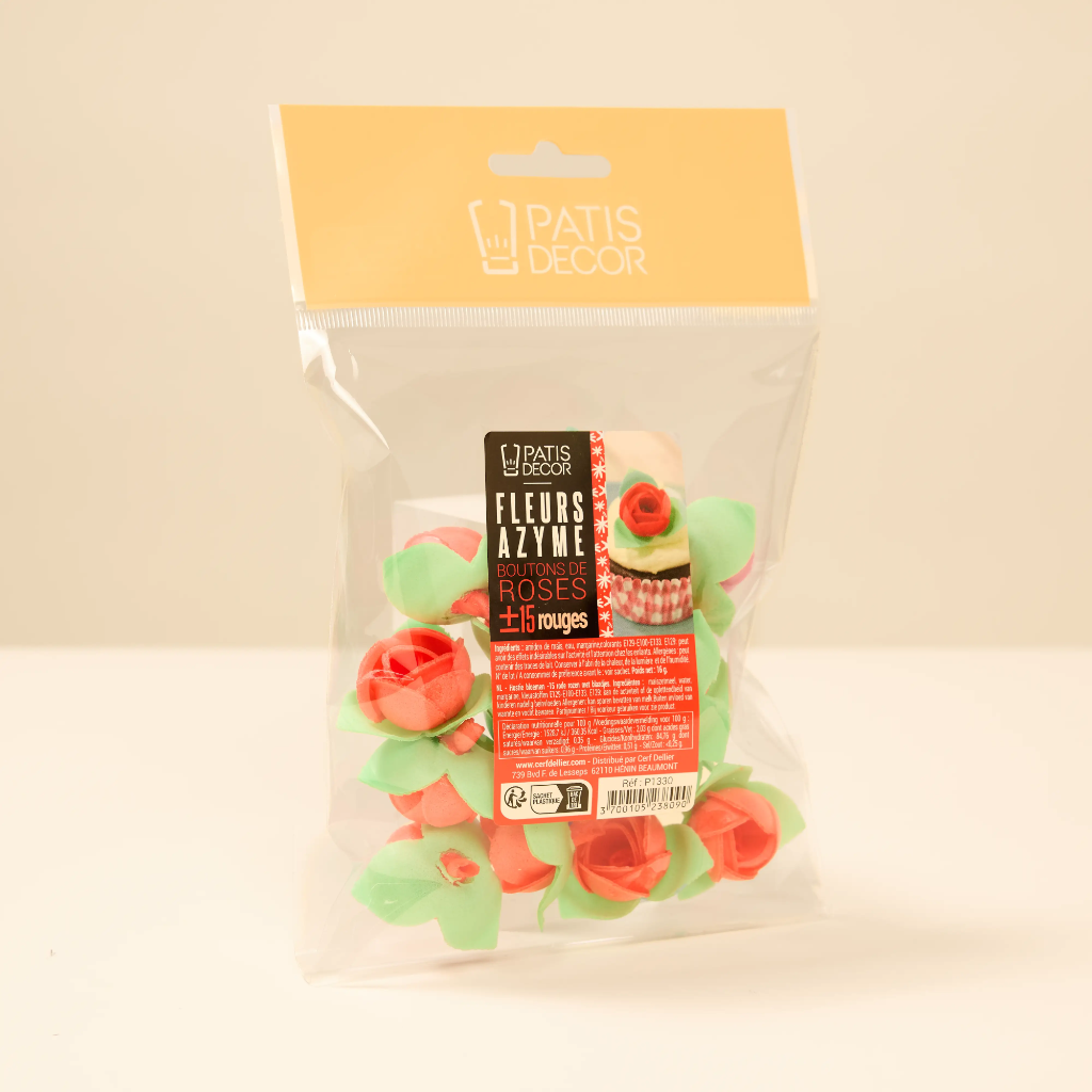 Boutons de rose azyme rouge par 15