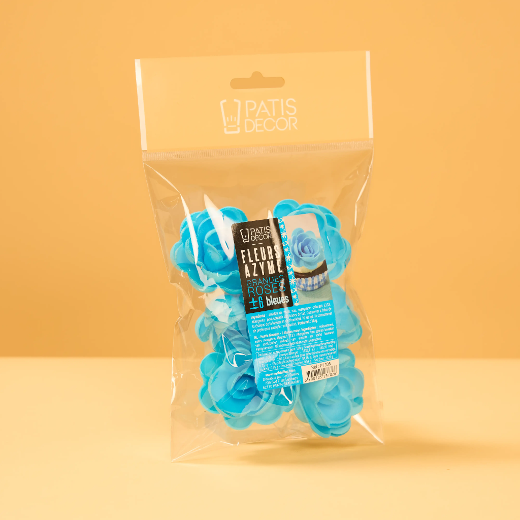 Large blue wafer paper roses / 6