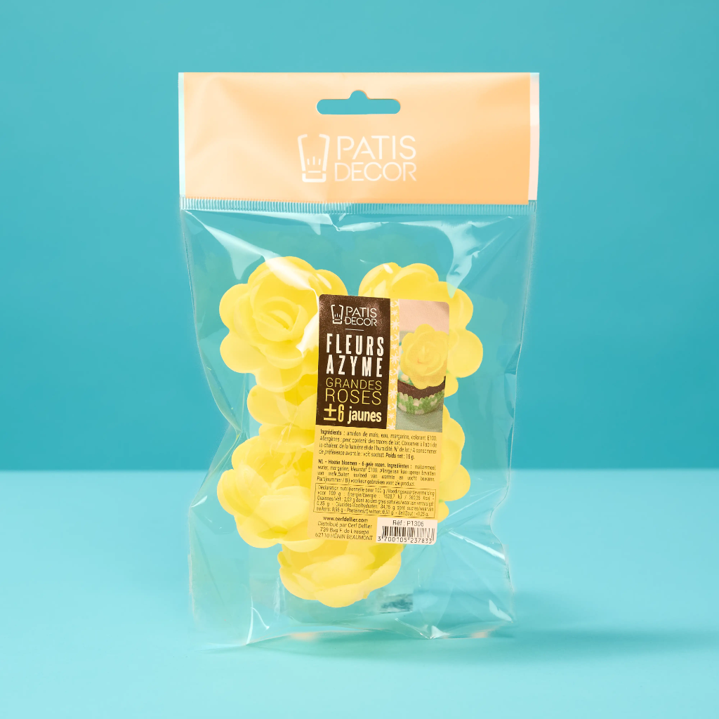 Large yellow wafer paper roses / 6